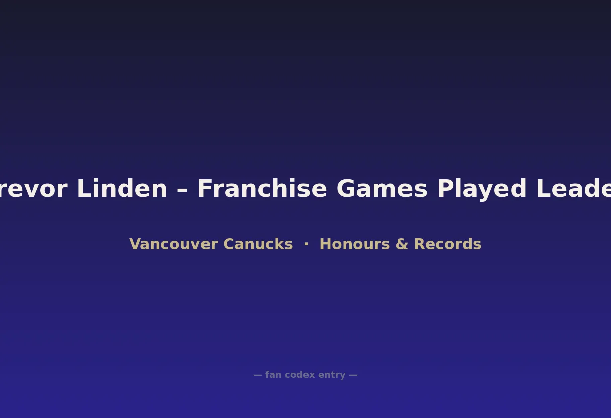 Trevor Linden – Franchise Games Played Leader